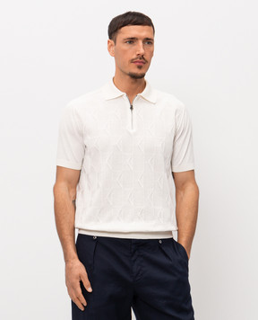 Stefano Ricci White polo shirt with a pattern and an emblem K818111P31F26277