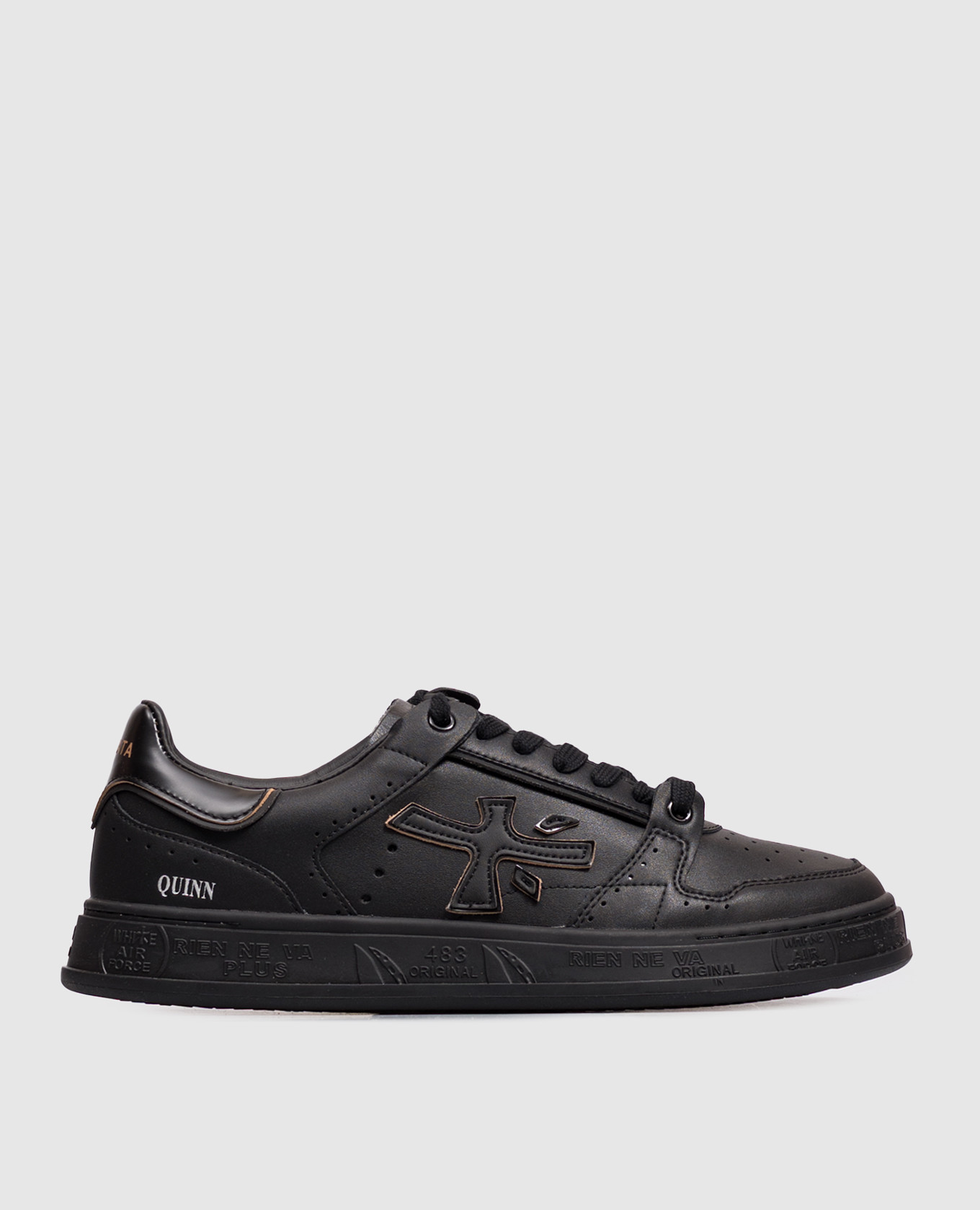 QUINN black sneakers with logo print