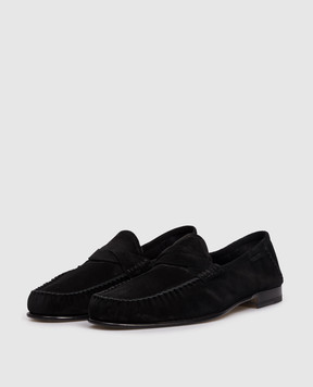 Tom Ford Black suede loafers with logo J1528LCL534N