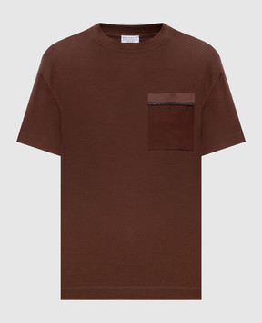 Brunello Cucinelli Brown T-shirt with monil chain M0T81B2M10