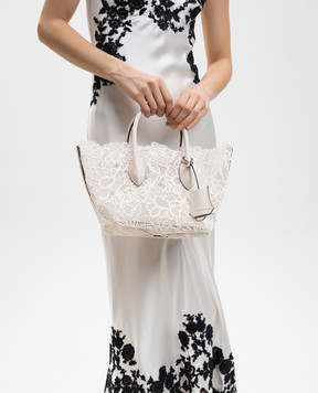 Ermanno Scervino White floral tote bag with keychain D483S416PYV