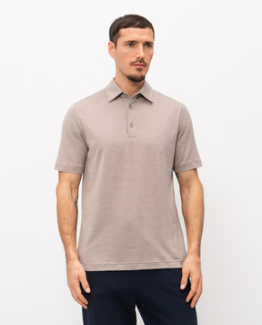 CAPOBIANCO Beige polo shirt with logo patch 20M601TM00