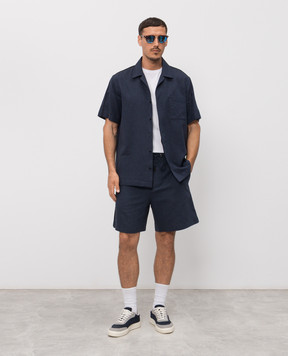 Iceberg Blue linen shorts with logo D0403625
