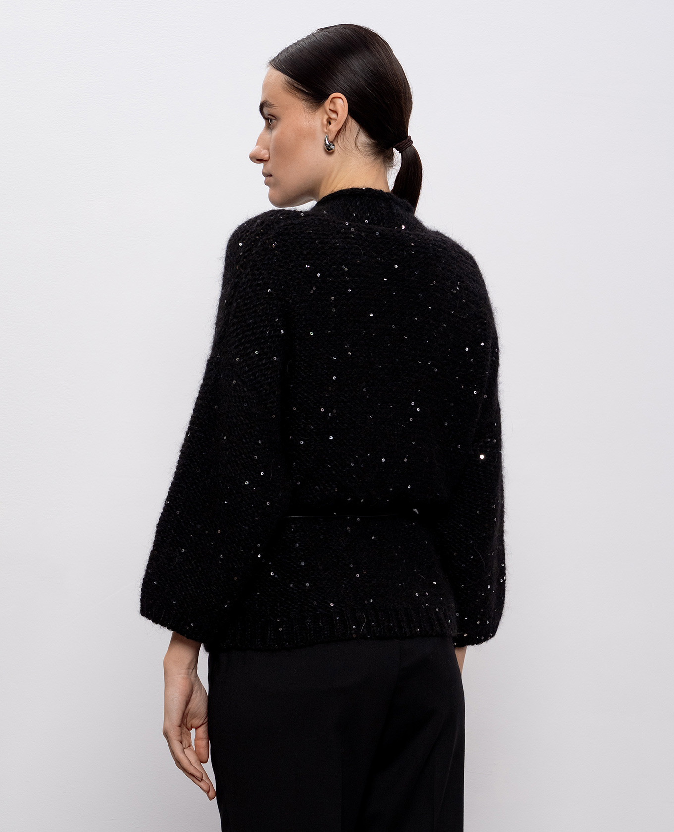

Black alpaca cardigan with sequins Peserico
