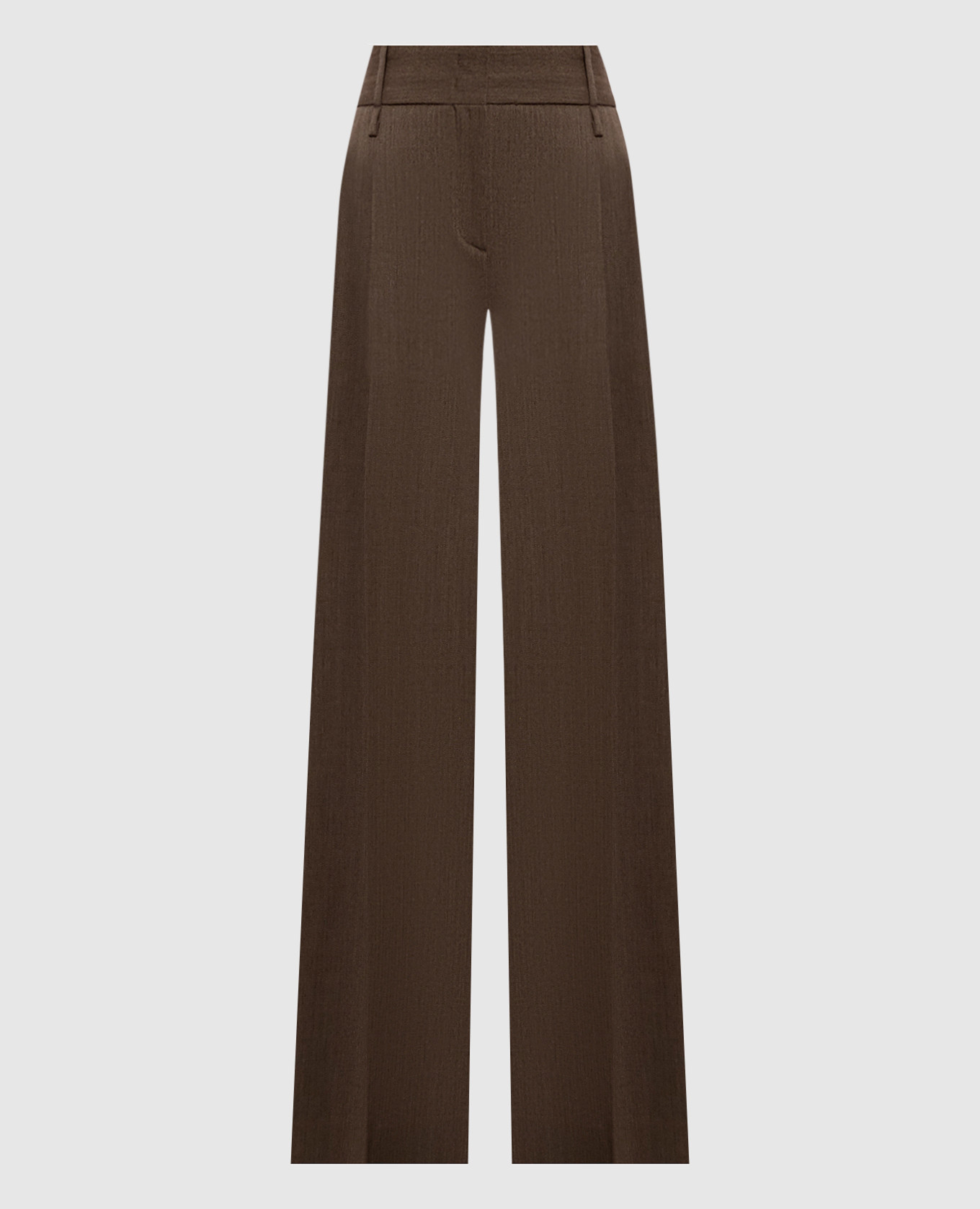 Brown flared pants with patterned wool