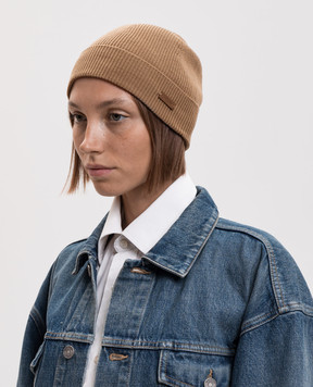 Saint Laurent Brown wool hat with logo patch 8434353Y206
