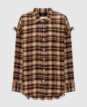 R13 Brown checkered shirt with fringe R13WR075R936B