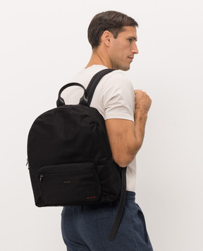 Kiton Black backpack with metal logo UBA0160N01270