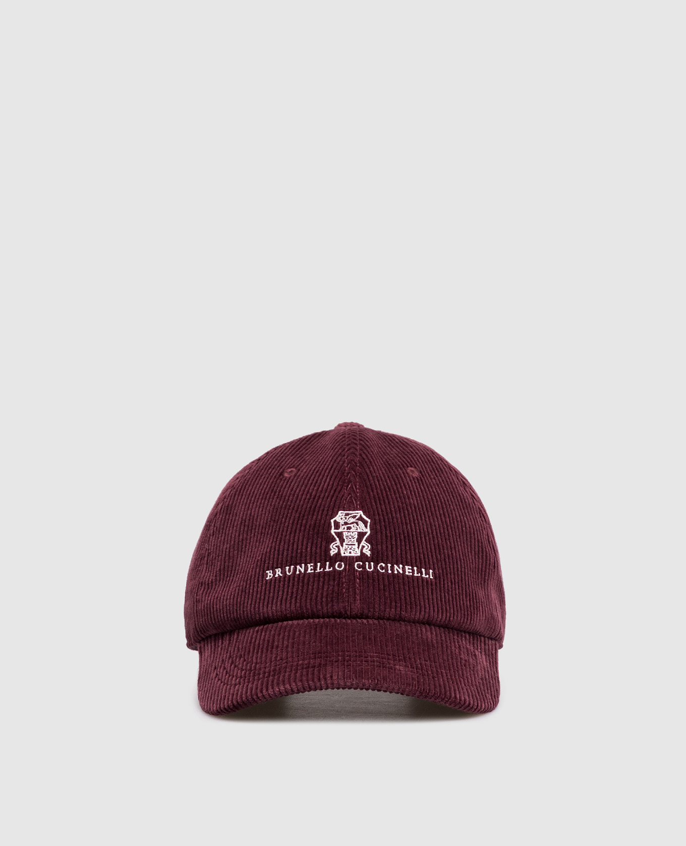 Burgundy corduroy cap with logo embroidery