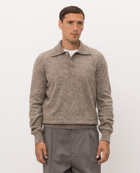 Brunello Cucinelli Brown alpaca and cashmere polo shirt MTF709905
