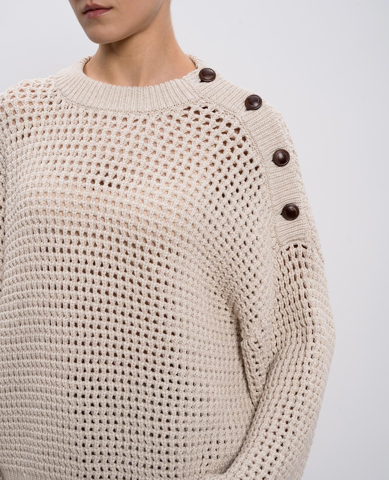 Beige openwork sweater Brunello Cucinelli 5