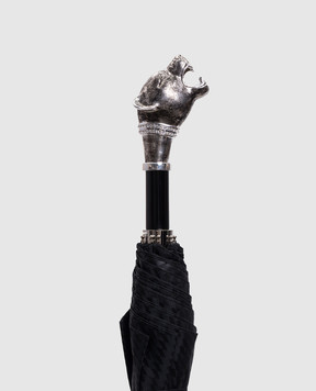 Pasotti Black Panther folding umbrella with Swarovski crystals OMITUO64SRASO62771