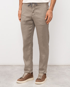 Marco Pescarolo Khaki linen pants CARACCIOLO5302