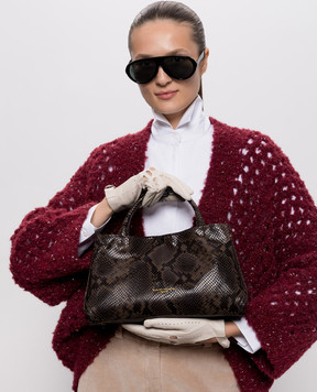 Gianni Chiarini Brown leather bag with reptile leather embossing BS11895PTYCM