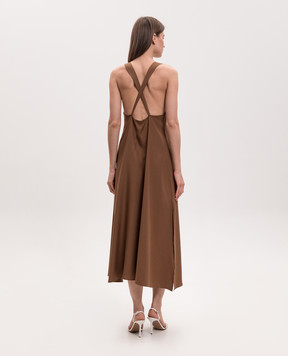 Solotre Brown dress with slits M1AB0099