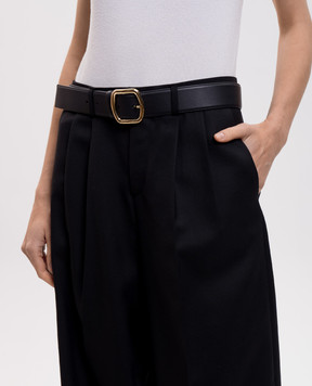 Santoni Black leather belt with logo CW40VC904C49HFRY