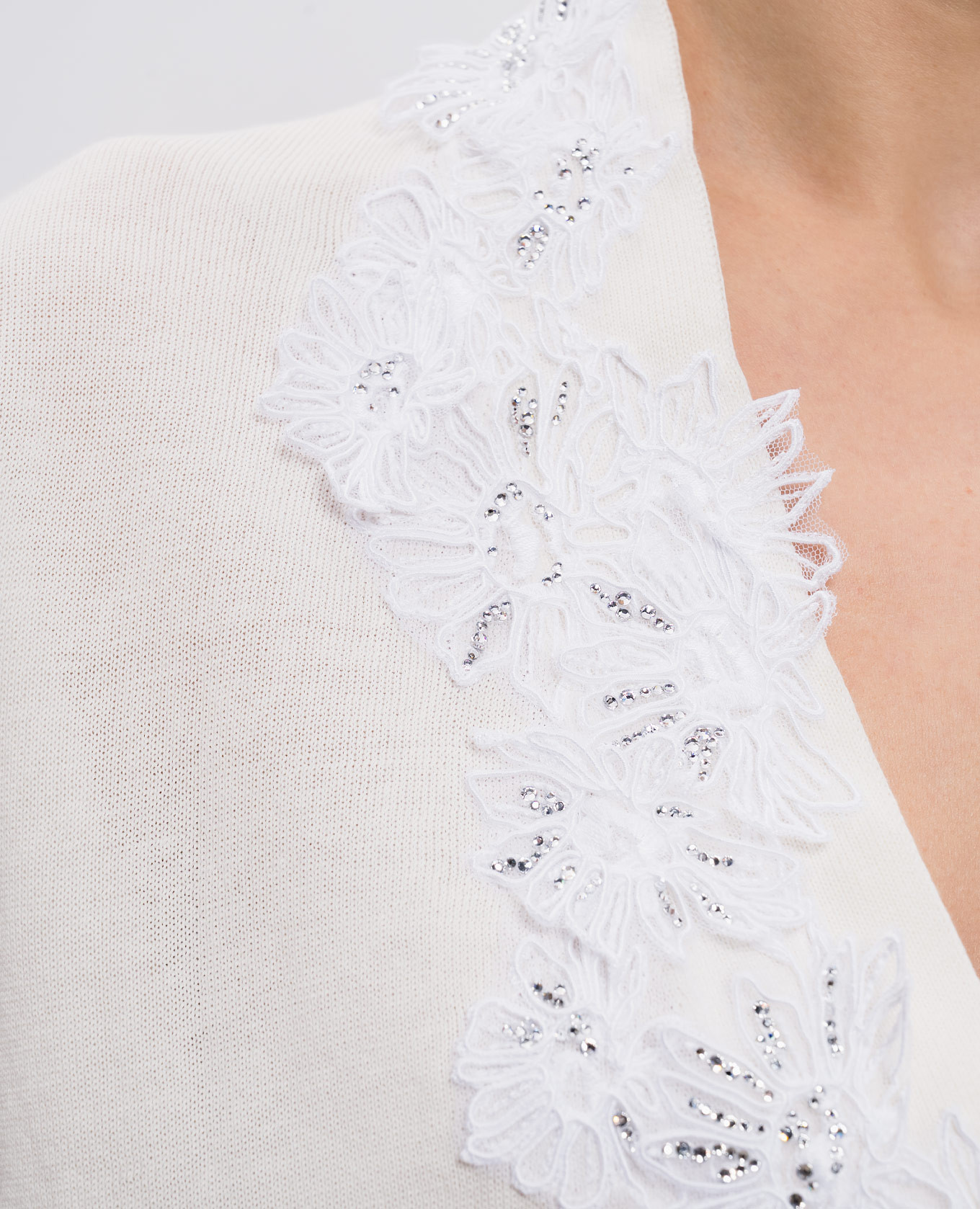 

White cardigan with applique Ermanno Scervino