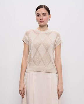 Peserico Beige top with geometric pattern S99162F079333A