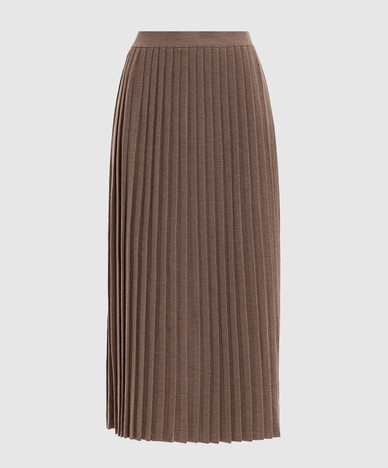 Beige pleated wool skirt