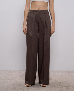 Peserico Brown pants with a monil chain A0468301979