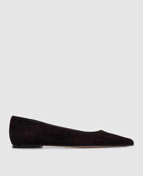 Aeyde Cassy dark brown suede ballet flats FLSNDP8FL130FW24953017