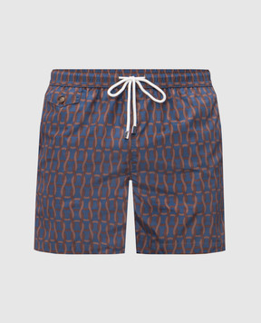 Enrico Mandelli Blue printed swim shorts MARLIN6070
