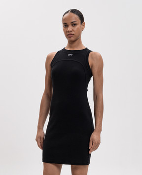 Off-White Black mini dress with embroidery OFF 2FU00680T