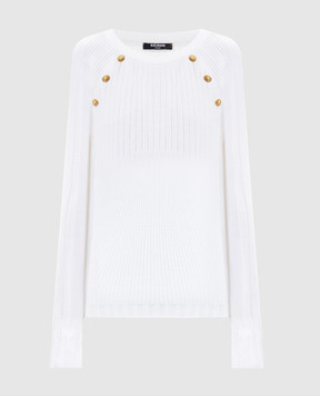 Balmain White jumper with branded rivets GF1ARA60KJ45