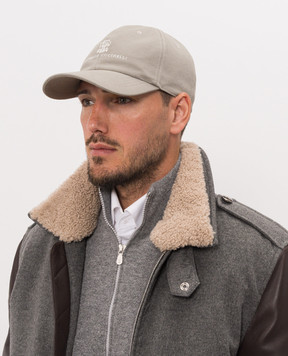 Brunello Cucinelli Khaki cap with logo embroidery M252D9850
