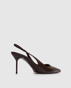 Paris Texas Brown patent leather slingbacks LIDIA PX1635XVN01