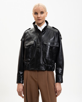 Babe Pay Pls Black leather jacket with patch pockets 2605PUFF