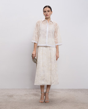 Peserico White silk blouse with embroidery A0637303701