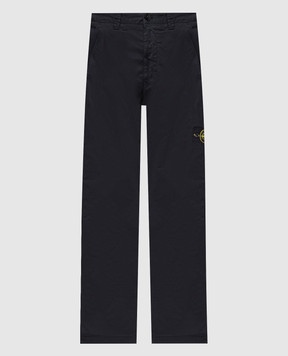 Stone Island Blue pants with logo patch K2S153100035S0A10