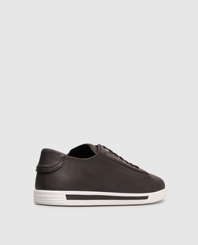 Stefano Ricci Brown leather sneakers with monogram logo UV33G5244MRWY