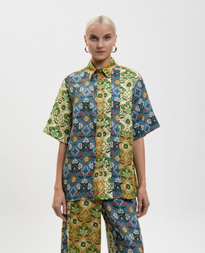 Alemais Ali Spliced patchwork linen shirt 6196T