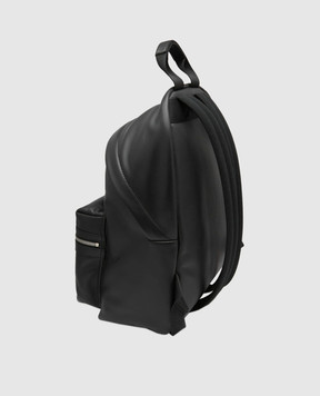 Palm Angels Black leather backpack with logo PMNB015F22LEA009