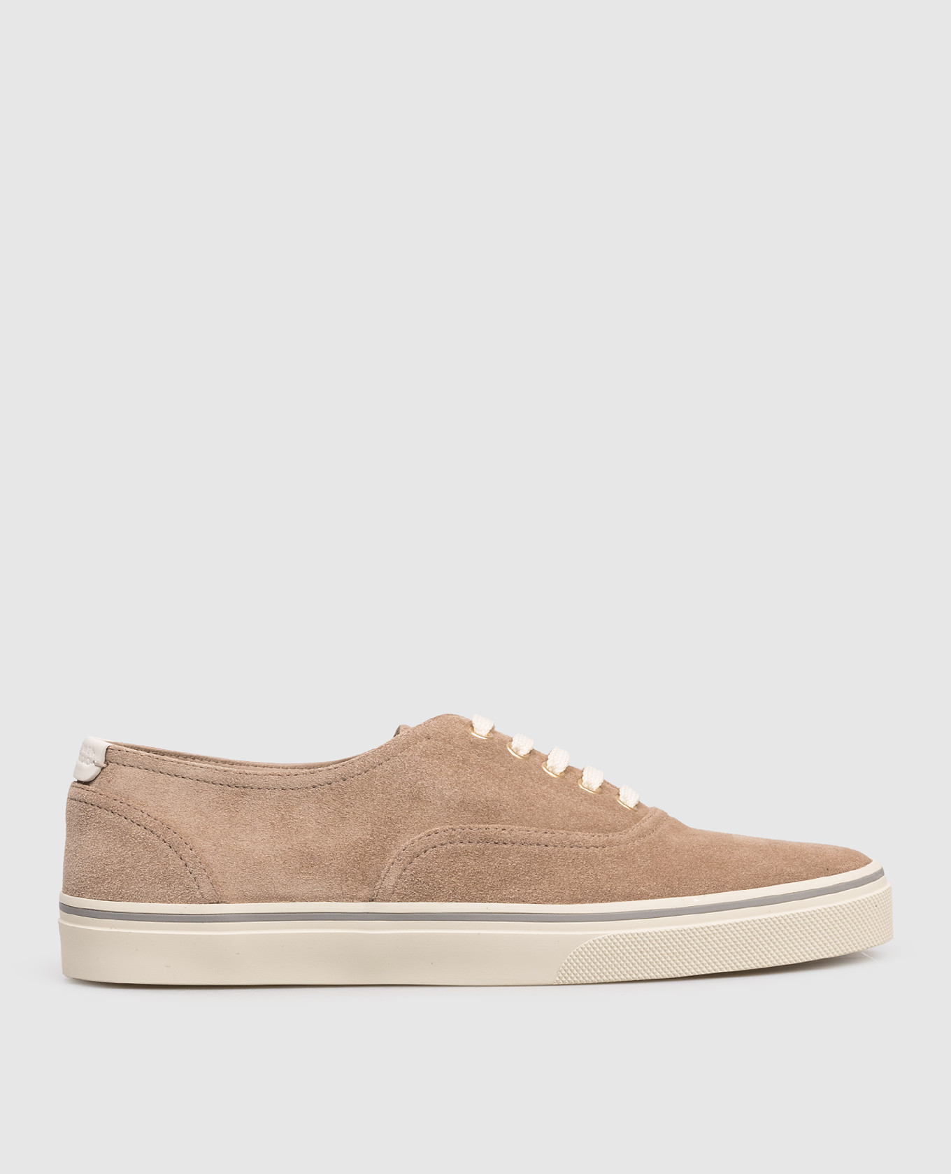 Beige suede sneakers with logo