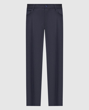 Stefano Ricci Blue wool, hemp and silk pants M1T80TA029WABK1U