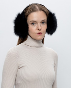 Yves Salomon Black fox fur headphones 23WAA124XXRDXX