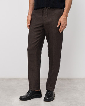 Bertolo Cashmere Brown linen pants 611625