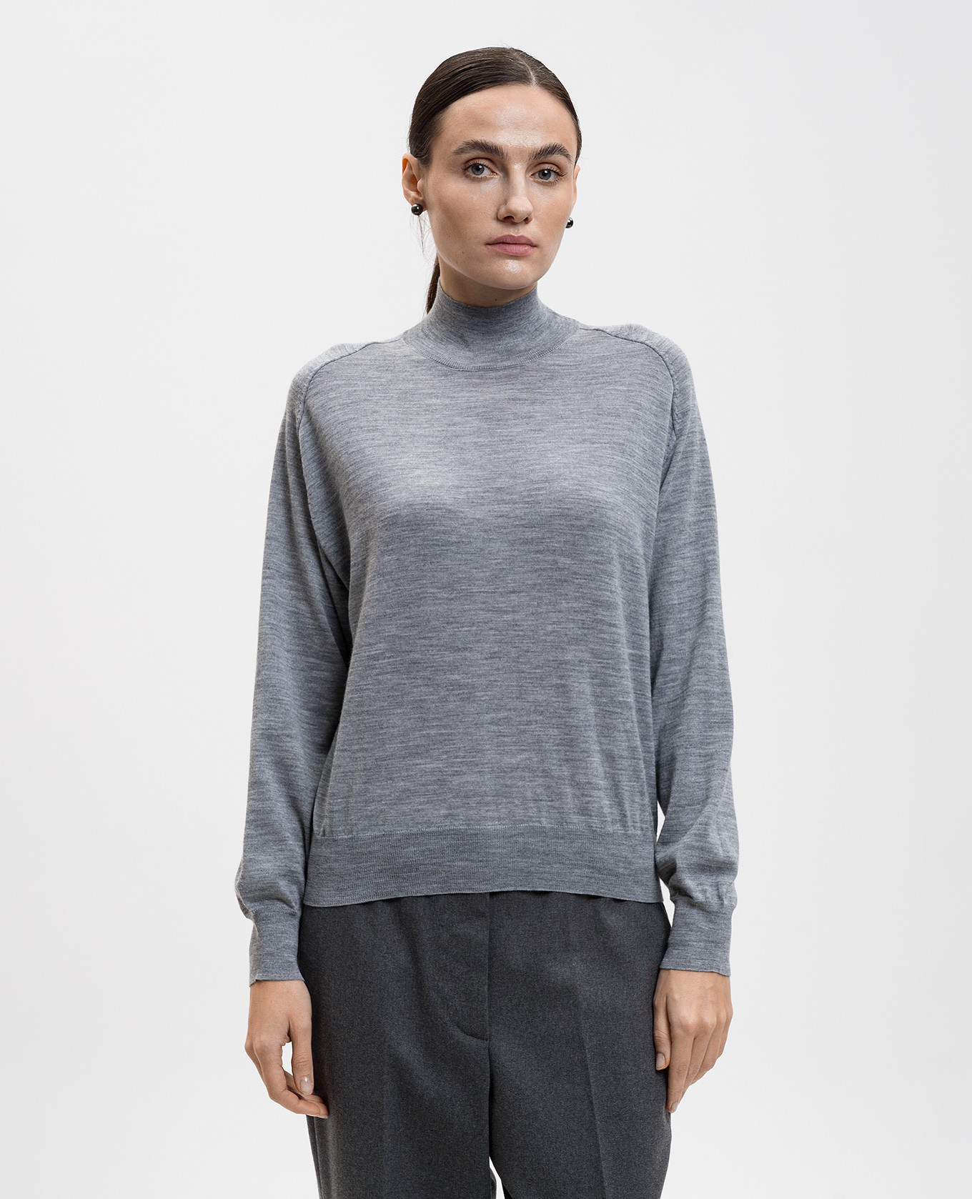 Grey melange wool golf jacket Peserico 3