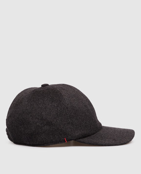 ISAIA Gray cashmere cap with embroidered emblem BRT01493561