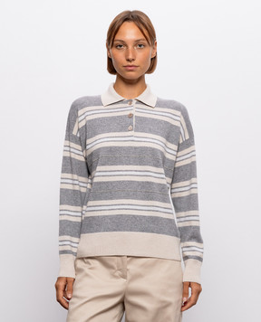Peserico Grey striped wool, silk and cashmere jumper A99869F12D9283