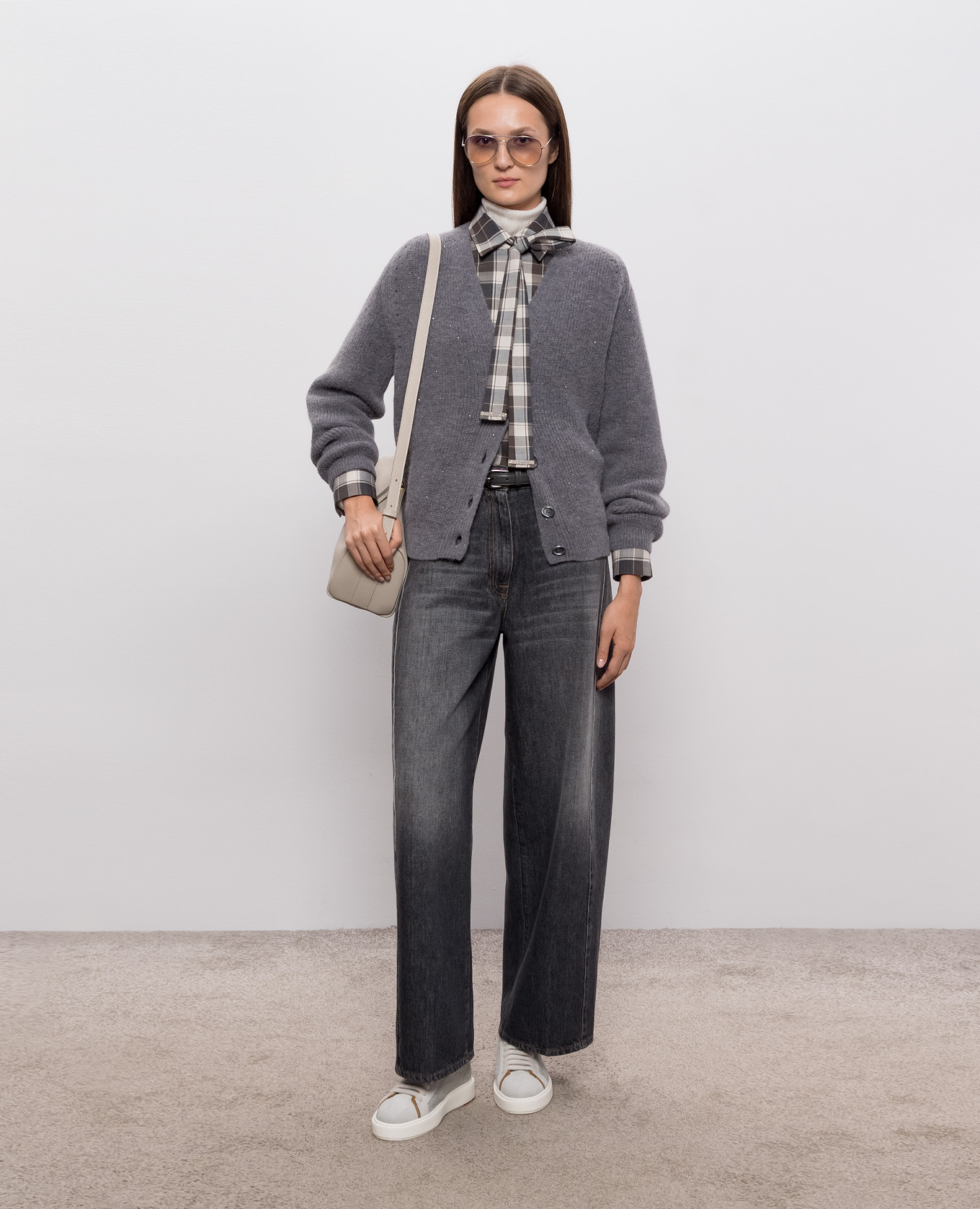 Gray alpaca wool cardigan Peserico 2