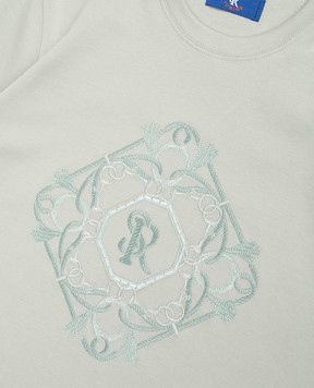 Stefano Ricci Children's green T-shirt with embroidered monogram logo YNH6101470LUXT