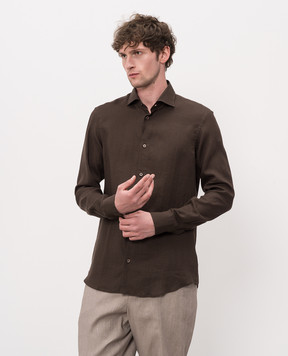 MooRER Brown SORRENTO linen shirt SORRENTOGLX
