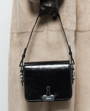 Off-White Black Glossy Leather Binder Flap Bag OWWNN04F26LT01
