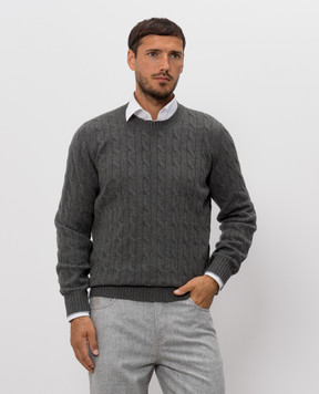 Brunello Cucinelli Gray cashmere sweater with a pattern M22707200