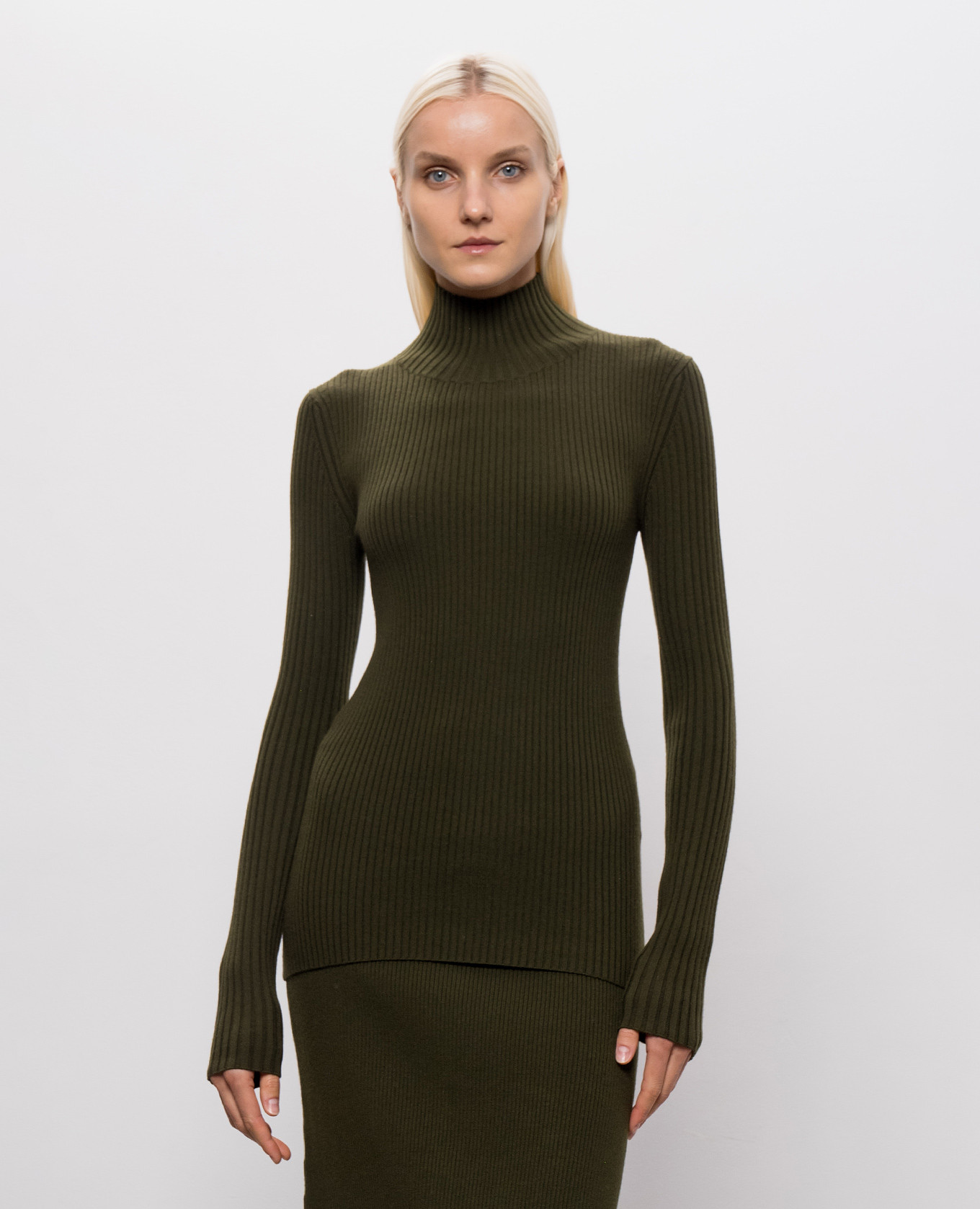 Green ribbed merino wool golf shirt Victoria Beckham 3