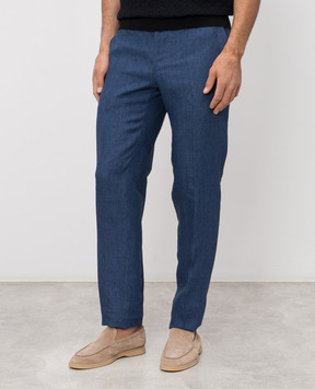 Bertolo Cashmere Blue linen pants 611625
